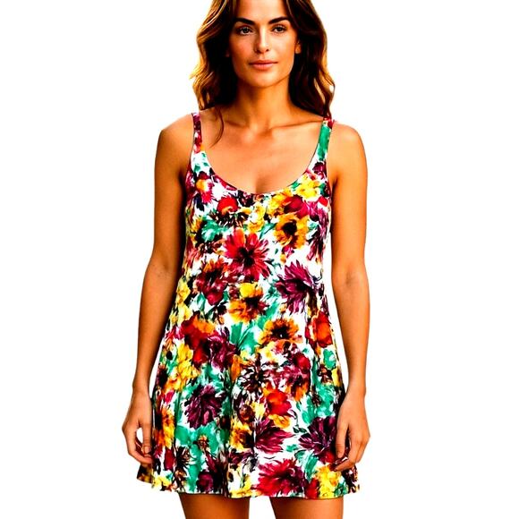 Glamour 12 Women's Sleeveless Multicolor Maxi BOHO Sun Dress Miss Size Large L - Picture 1 of 6
